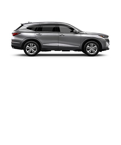 展示車款為Solar Silver Metallic色Acura MDX，側面視角。