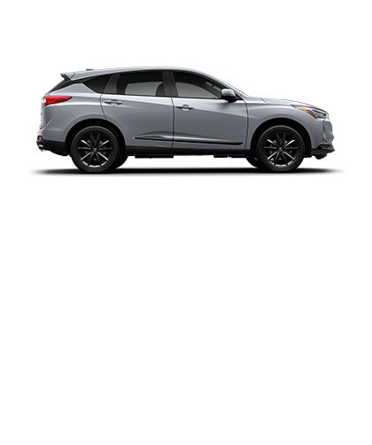 展示車款為Solar Silver Metallic色Acura RDX，側面視角。