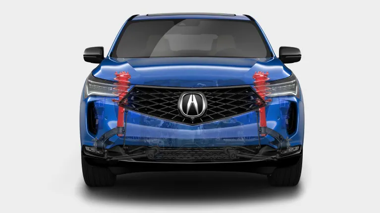 Apex Blue Pearl色Acura 2026 RDX A-SPEC為了操控能力重點配備前方懸吊系統