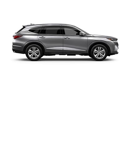 展示車款為Solar Silver Metallic色Acura MDX，側面視角（頂級高性能SUV）。