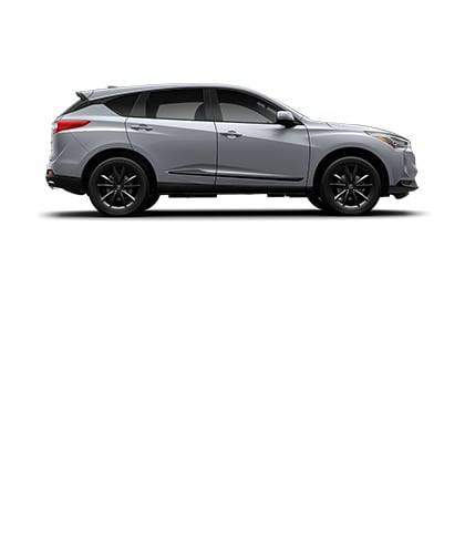 展示車款為Solar Silver Metallic色Acura RDX，側面視角（頂級高跑車型跨類型SUV）。