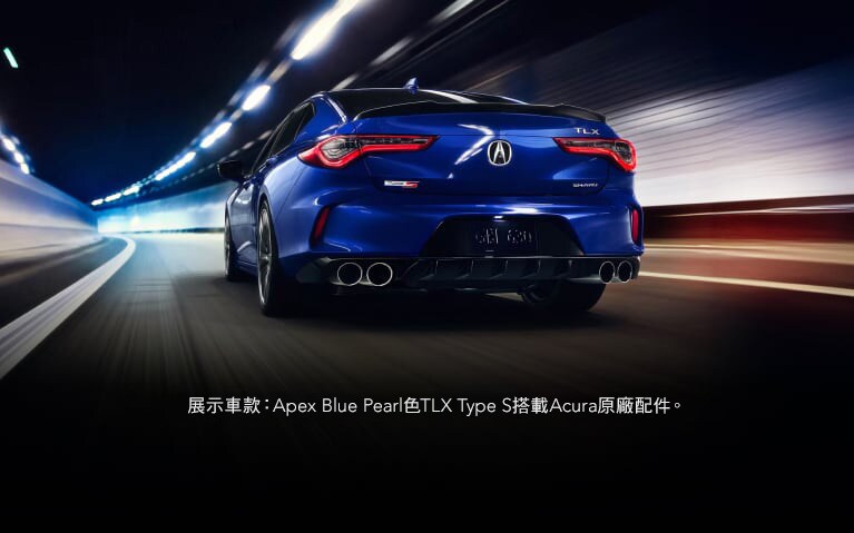 Apex Blue Pearl色的2025 Acura TLX Type S後方視角。